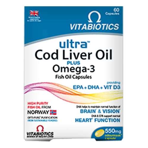 Vitabiotics Cod Liver Oil Plus Omega 3 Capsules 60