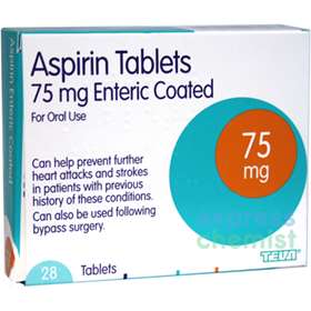 Aspirin Tablets 75mg Enteric Coated 28 Tablets