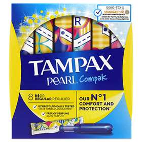 Tampax Pearl Compak Tampons Regular Light 8 Count