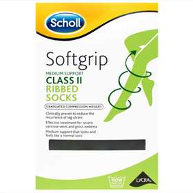 Scholl Softgrip Class 2 Ribbed Socks Black Standard