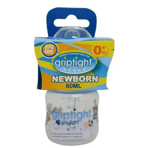 Griptight 0 Months Newborn Feeding Bottle 60ml Blue