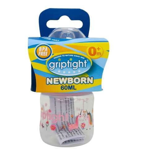 Griptight 0 Months Newborn Feeding Bottle 60ml Pink