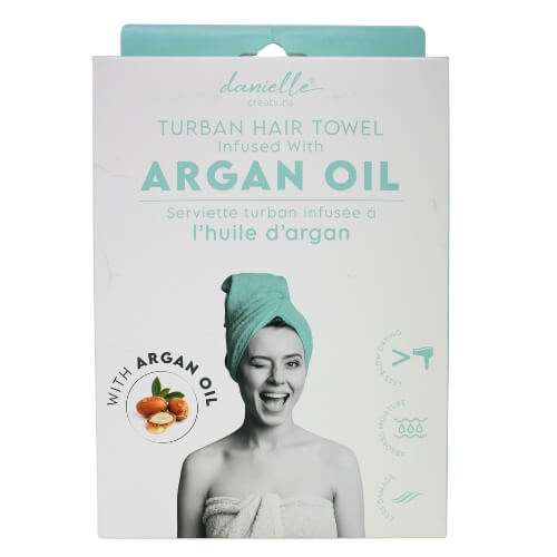 Click to view product details and reviews for Danielle Argan Oil Infused Turban Hair Towel.