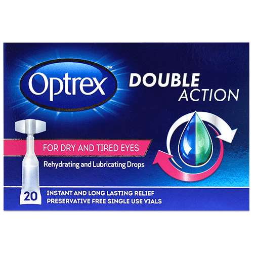 Optrex Double Action Drops for Dry & Tired Eyes - 20x Single Vials ...