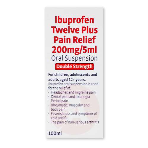 Click to view product details and reviews for Ibuprofen Twelve Plus Pain Relief 200mg 5ml 100ml.