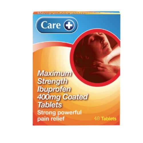 Care Maximum Strength Ibuprofen 400mg Coated Tablets 48