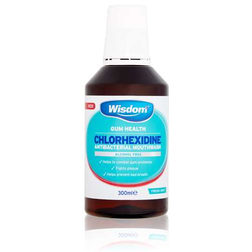 Wisdom Gum Health Mouthwash Chlorhexidine Fresh Mint 300ml Alcohol Free