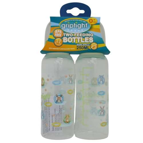 Griptight 0 Months Feeding Bottles Twin Pack Green 2 X 250ml