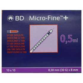 BD Micro-Fine+ Insulin Syringes 100 (10x10) x0.5ml 8mm (30G) REF:624825