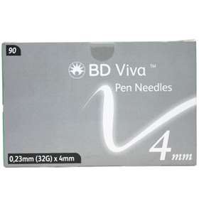 BD Viva Pen Needles 0.23mm (32G) x 4mm x 90 REF 320425