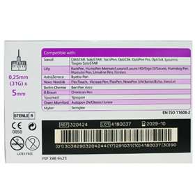 BD Viva Pen Needles 0.25mm, 31G x 5mm 90