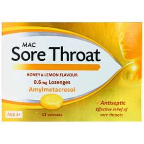 Mac Sore Throat Honey And Lemon Lozenges 12