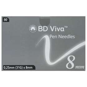 BD Viva Pen Needles 0.25mm (31G) x 8mm x 90