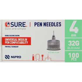4Sure Pen Needles 4mm 32G x 100Pcs
