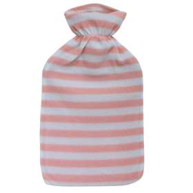 Life Hot Water Bottle With Pink Stripey Fleece Cover