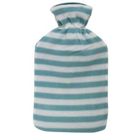 Life Hot Water Bottle With Green Stripey Fleece Cover
