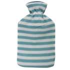 Life Hot Water Bottle With Green Stripey Fleece Cover