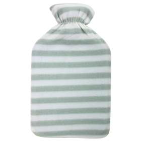 Life Hot Water Bottle With Grey Stripey Fleece Cover