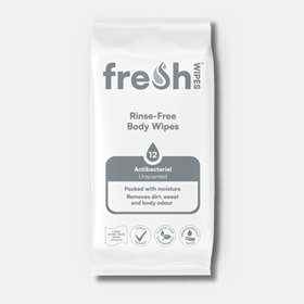 Fresh Rinse Free Antibacterial  Fragrance Free Body Wipes 12
