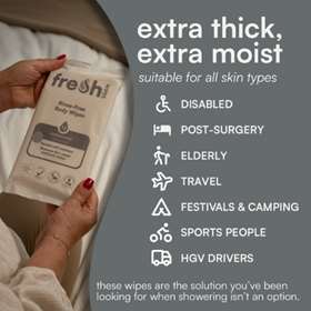 Fresh Rinse Free Antibacterial  Fragrance Free Body Wipes 12