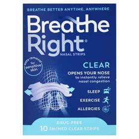 Breathe Right Nasal Strip Clear Small/Medium - 10 Pack